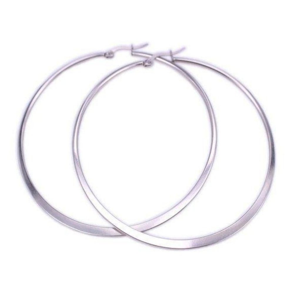 NEW 18K White Gold 2.36” Round Hoop Earrings - Picture 5 of 5
